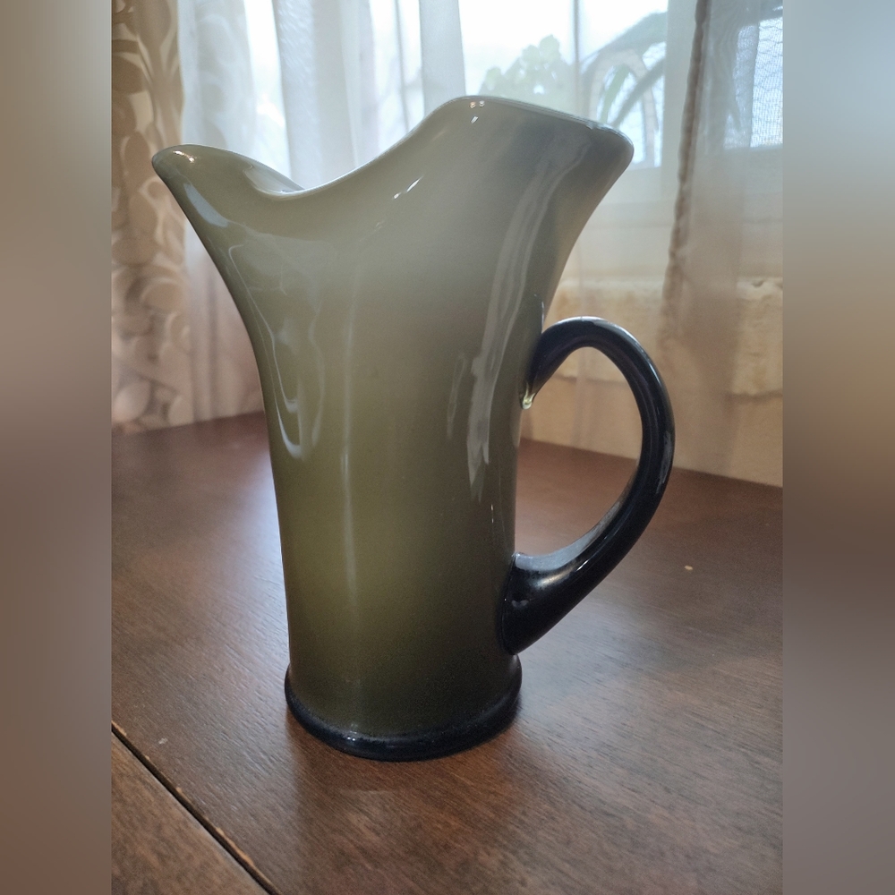 Vintage Green Art Glass Pitcher